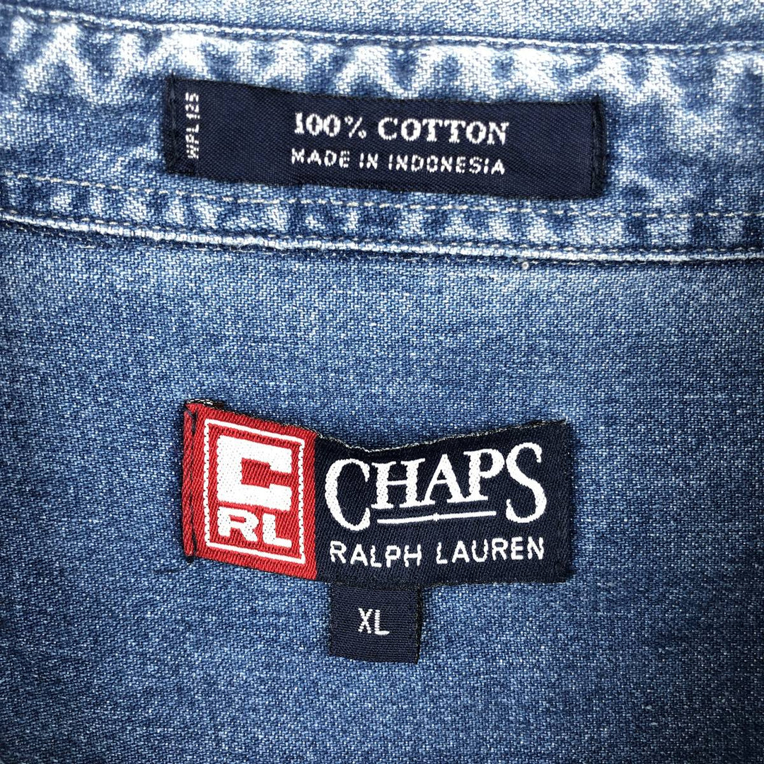 Ralph Lauren CHAPS Long Sleeve Button Down Denim Shirt Men's XL cotton blue type Vintage Second Hand