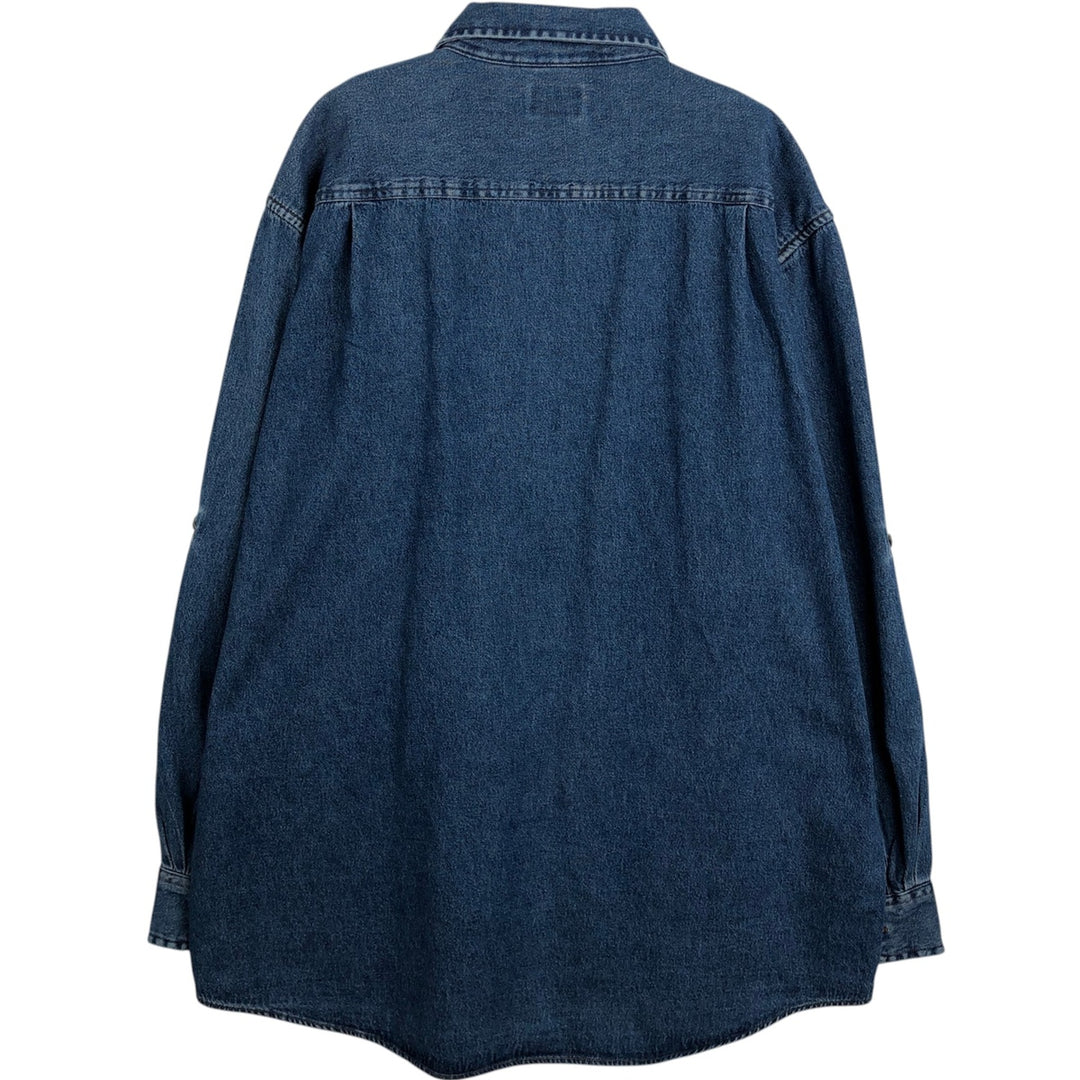 90s~00'S LLBean Long Sleeve Denim Shirt Men's Size L Vintage cotton blue type Vintage Second Hand