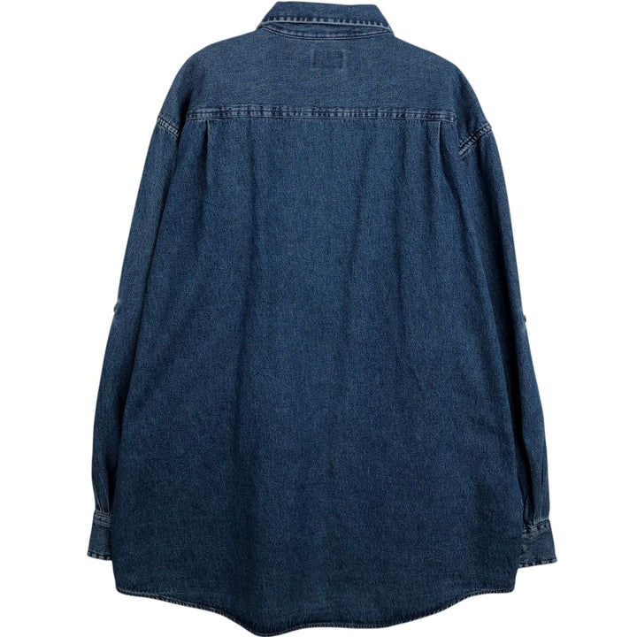 90s~00'S LLBean Long Sleeve Denim Shirt Men's Size L Vintage cotton blue type Vintage Second Hand