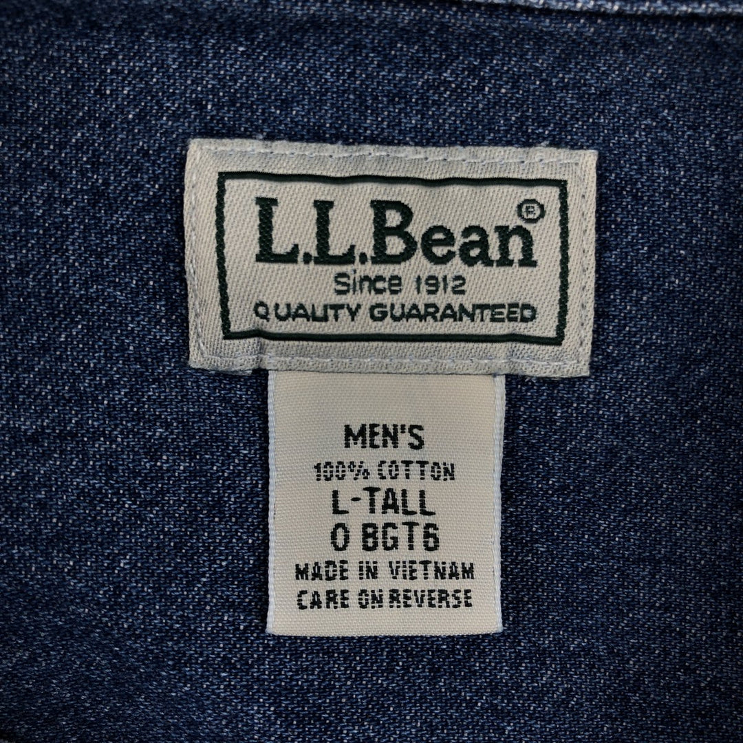 90s~00'S LLBean Long Sleeve Denim Shirt Men's Size L Vintage cotton blue type Vintage Second Hand