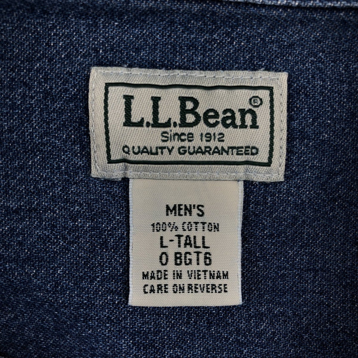 90s~00'S LLBean Long Sleeve Denim Shirt Men's Size L Vintage cotton blue type Vintage Second Hand