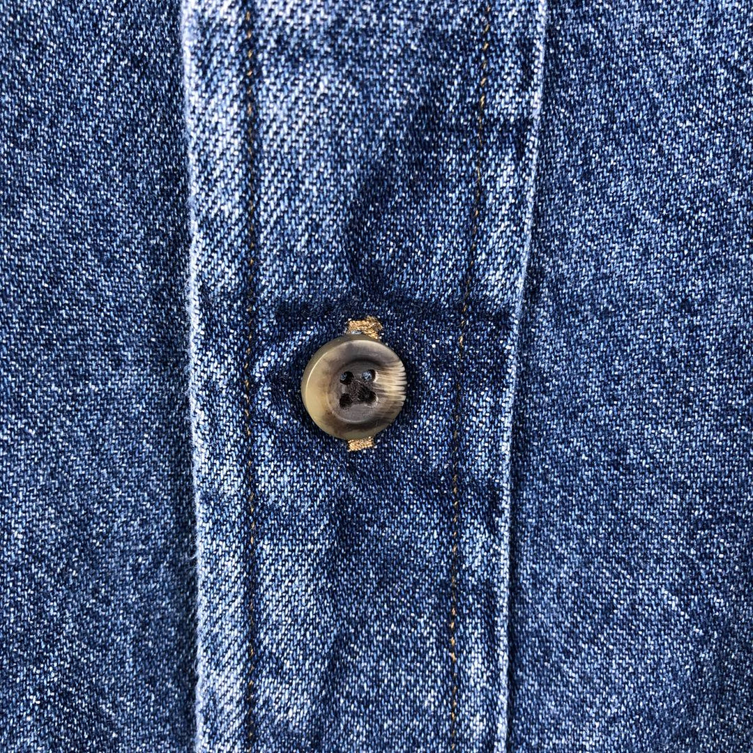90s~00'S LLBean Long Sleeve Denim Shirt Men's Size L Vintage cotton blue type Vintage Second Hand