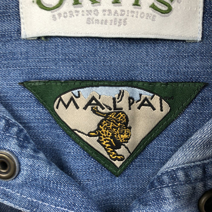 2000'S Orvis Malpai pullover long-sleeve denim shirt, men's size L (approx.) cotton blue type Vintage Second Hand
