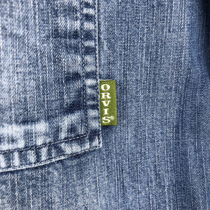 2000'S Orvis Malpai pullover long-sleeve denim shirt, men's size L (approx.) cotton blue type Vintage Second Hand
