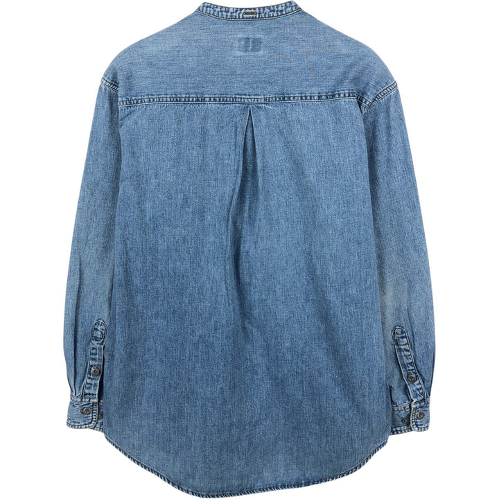 90s-00'S Calvin Klein Jeans Stand Collar Long Sleeve Denim Shirt, Men's Size M (approx.), Vintage cotton blue type Vintage Second Hand