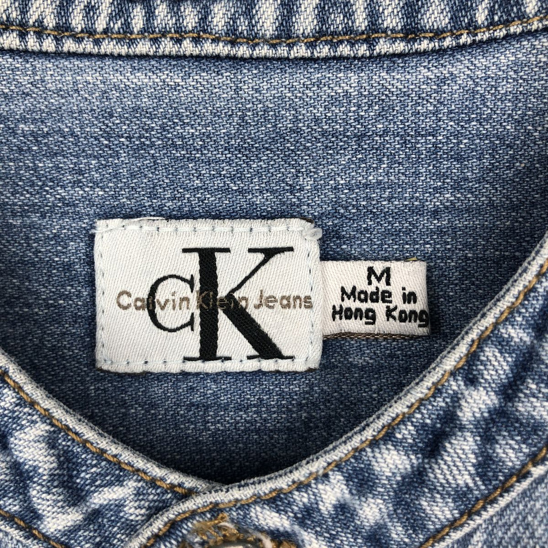 90s-00'S Calvin Klein Jeans Stand Collar Long Sleeve Denim Shirt, Men's Size M (approx.), Vintage cotton blue type Vintage Second Hand