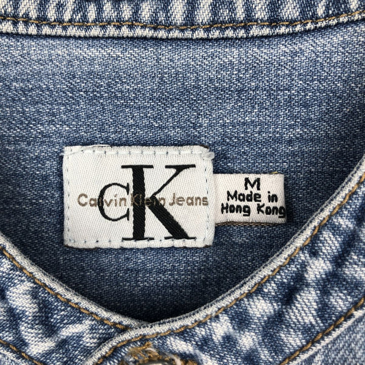 90s-00'S Calvin Klein Jeans Stand Collar Long Sleeve Denim Shirt, Men's Size M (approx.), Vintage cotton blue type Vintage Second Hand