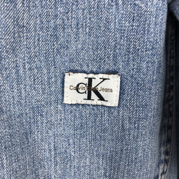 90s-00'S Calvin Klein Jeans Stand Collar Long Sleeve Denim Shirt, Men's Size M (approx.), Vintage cotton blue type Vintage Second Hand