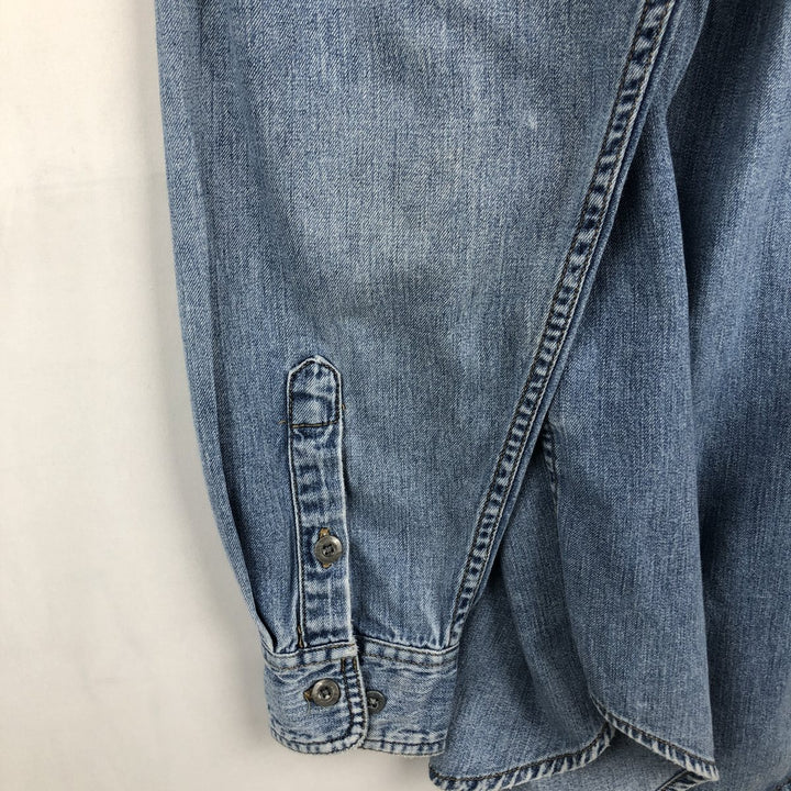 90s-00'S Calvin Klein Jeans Stand Collar Long Sleeve Denim Shirt, Men's Size M (approx.), Vintage cotton blue type Vintage Second Hand