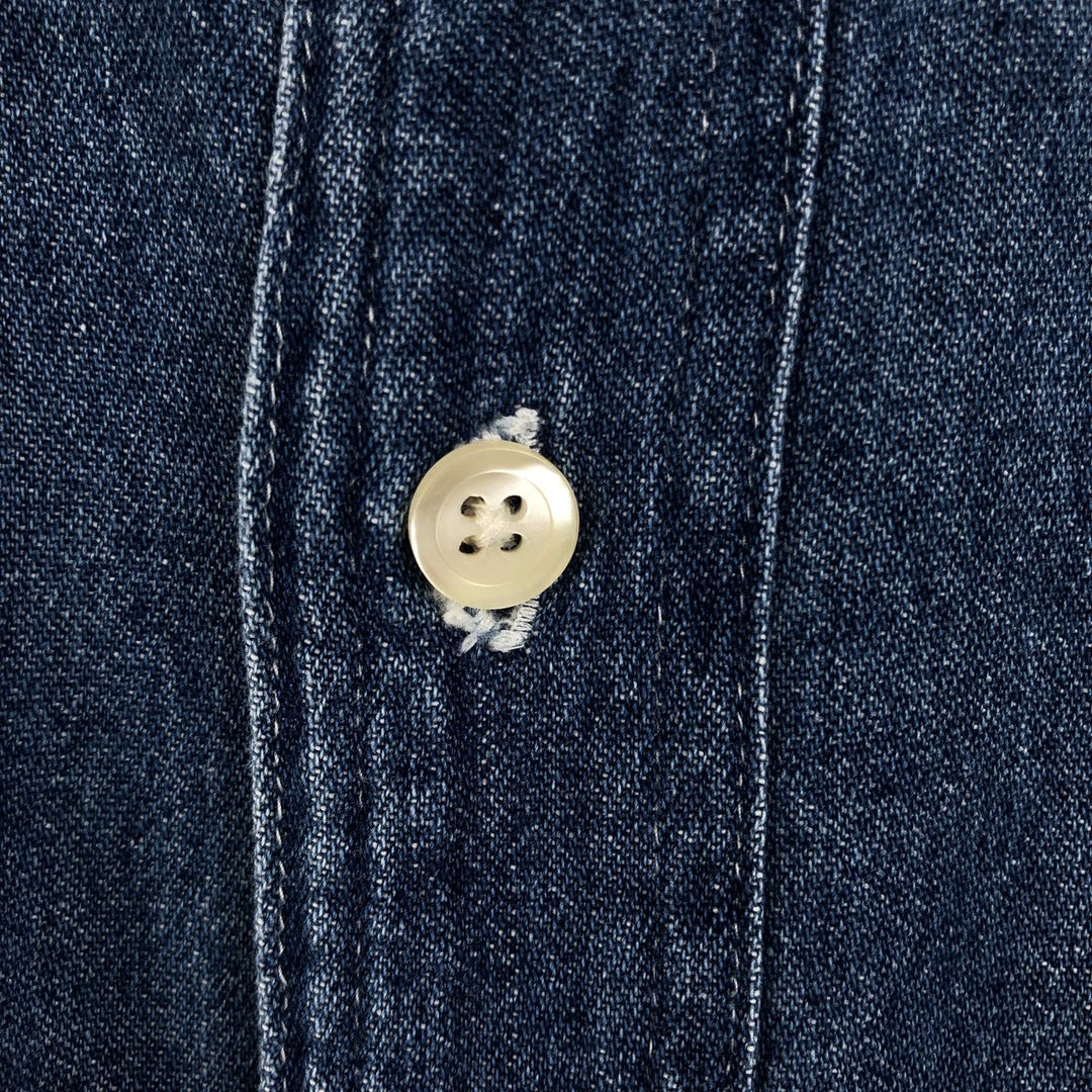 90'S J.Crew Long-Sleeve Denim Shirt, Men's Size M (approx.), Vintage cotton blue type Vintage Second Hand