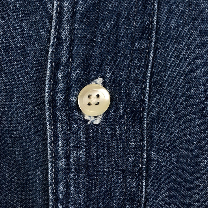 90'S J.Crew Long-Sleeve Denim Shirt, Men's Size M (approx.), Vintage cotton blue type Vintage Second Hand