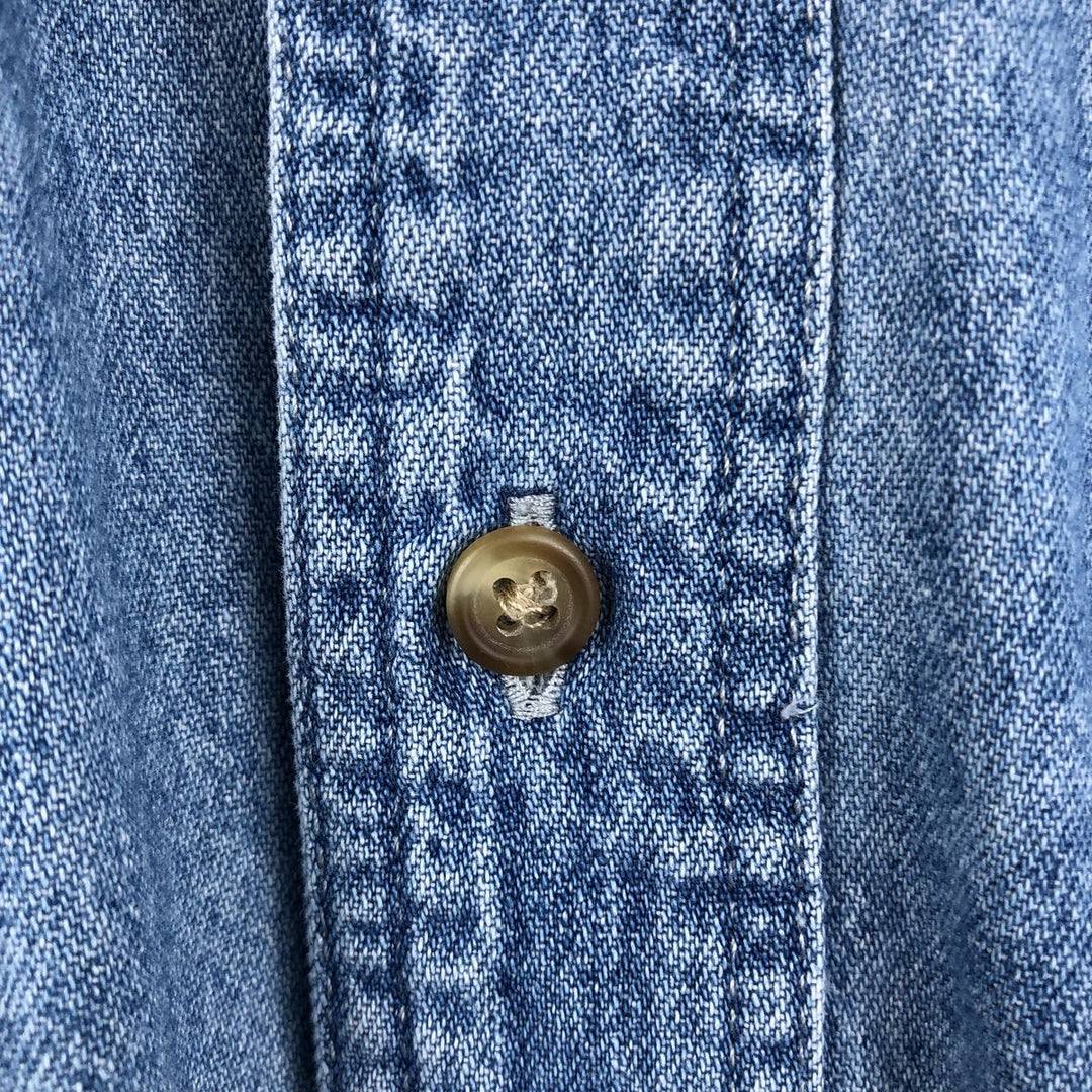Eddie Bauer Men's Long Sleeve Button-Down Denim Shirt, Size L cotton blue type Vintage Second Hand