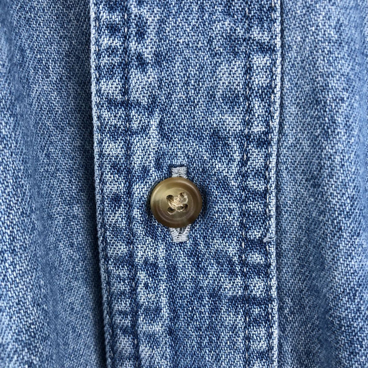 Eddie Bauer Men's Long Sleeve Button-Down Denim Shirt, Size L cotton blue type Vintage Second Hand