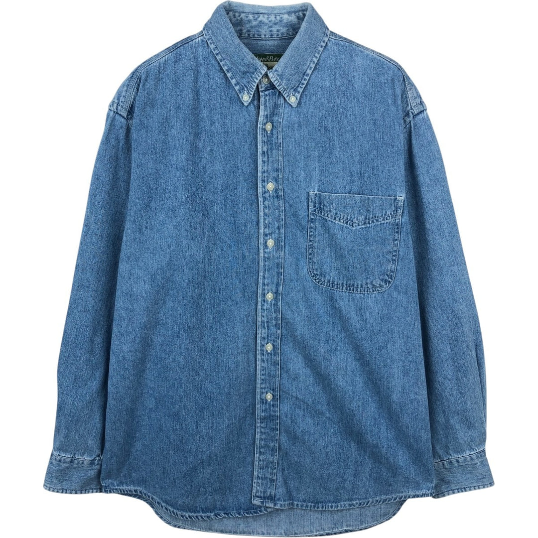 St. John's Bay Long-Sleeve Button-Down Denim Shirt, Men's Size M (Equivalent), Vintage cotton blue type Vintage Second Hand