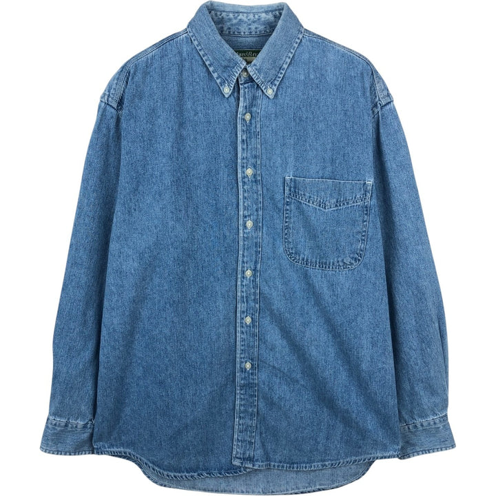 St. John's Bay Long-Sleeve Button-Down Denim Shirt, Men's Size M (Equivalent), Vintage cotton blue type Vintage Second Hand