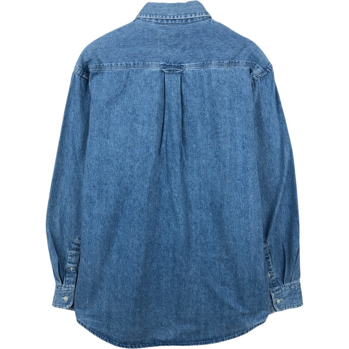 St. John's Bay Long-Sleeve Button-Down Denim Shirt, Men's Size M (Equivalent), Vintage cotton blue type Vintage Second Hand
