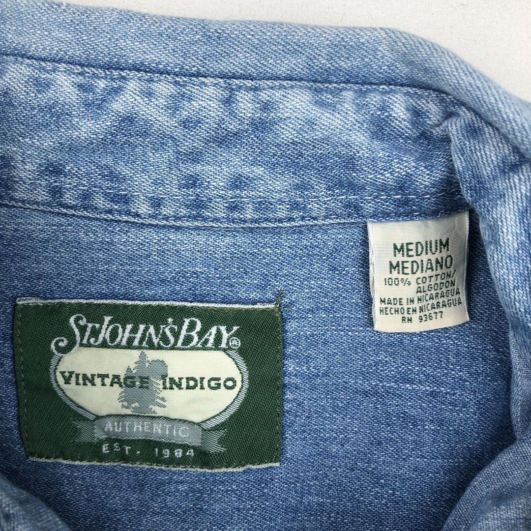 St. John's Bay Long-Sleeve Button-Down Denim Shirt, Men's Size M (Equivalent), Vintage cotton blue type Vintage Second Hand