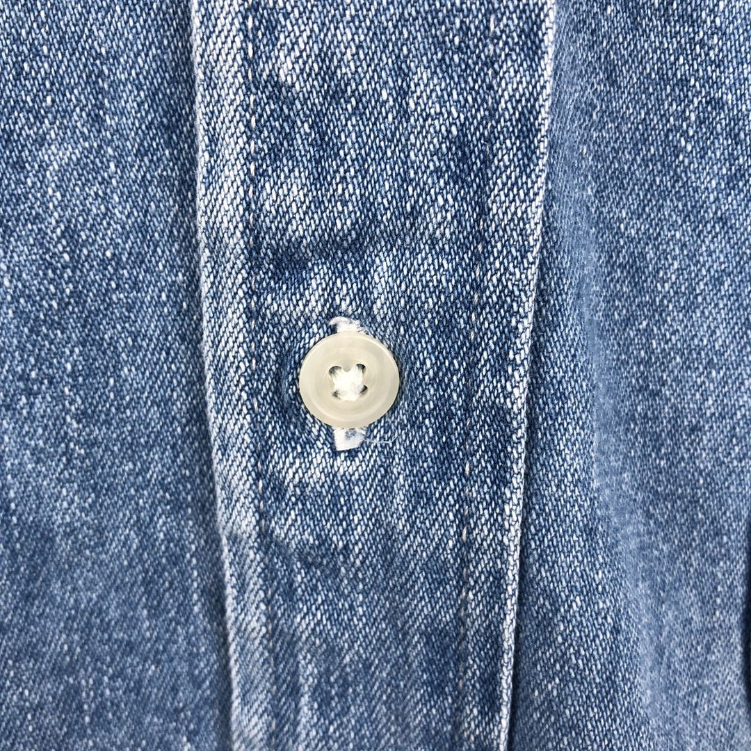 St. John's Bay Long-Sleeve Button-Down Denim Shirt, Men's Size M (Equivalent), Vintage cotton blue type Vintage Second Hand