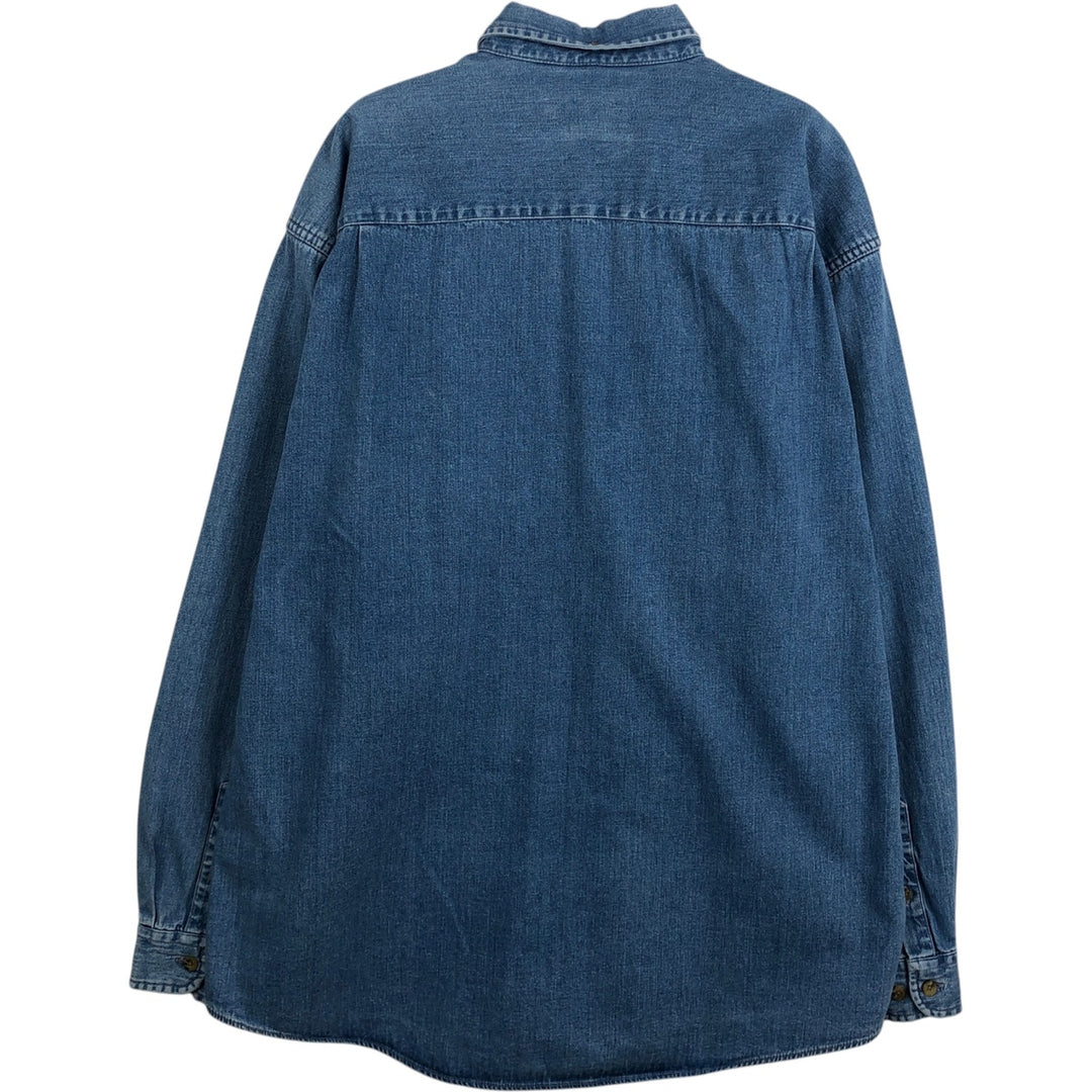 90s-00'S Eddie Bauer Denim Long-Sleeve Button-Down Denim Shirt, Men's Size L (Equivalent), Vintage cotton blue type Vintage Second Hand