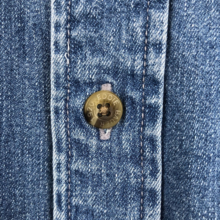 90s-00'S Eddie Bauer Denim Long-Sleeve Button-Down Denim Shirt, Men's Size L (Equivalent), Vintage cotton blue type Vintage Second Hand