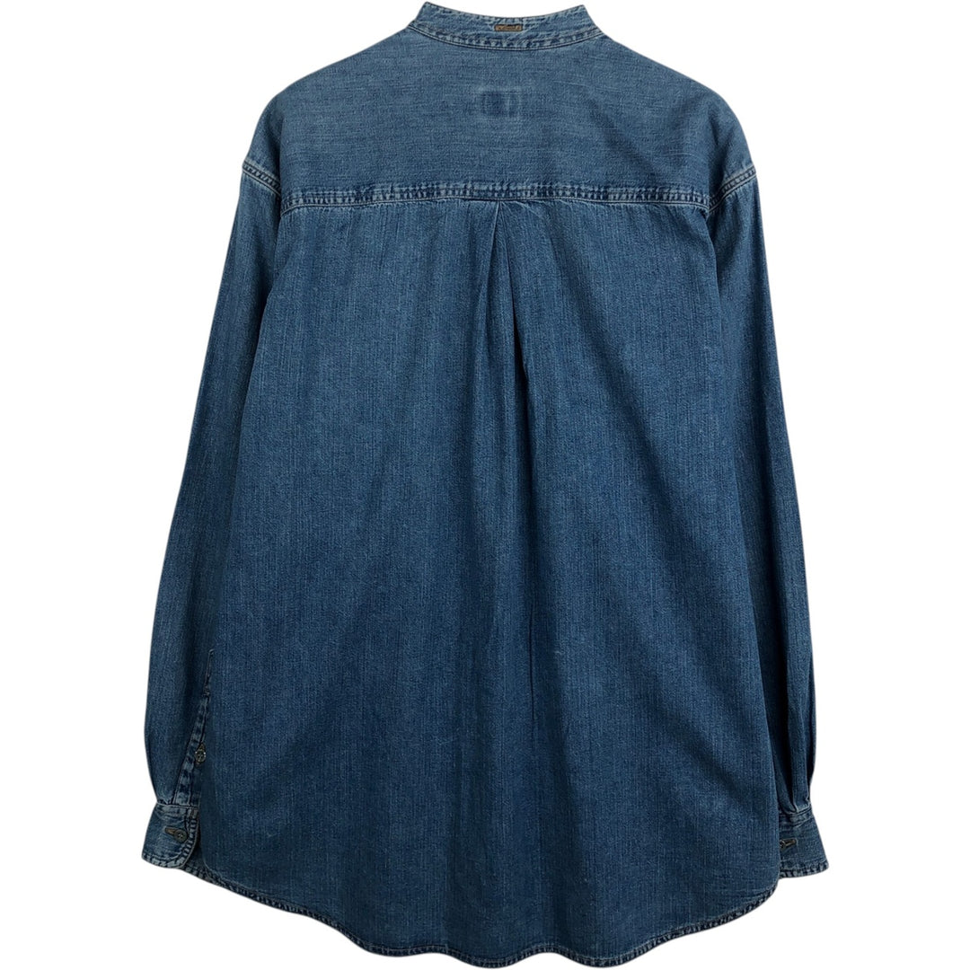 1990'S Calvin Klein Jeans Denim Stand Collar Shirt, Made in Canada, Men's Size XL (approx.), Vintage cotton blue type Vintage Second Hand