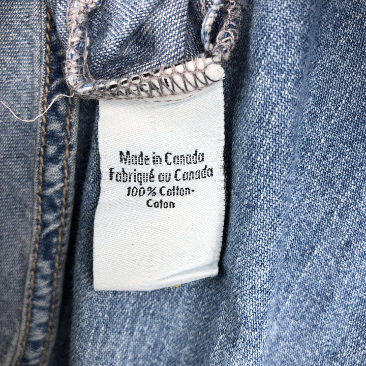 1990'S Calvin Klein Jeans Denim Stand Collar Shirt, Made in Canada, Men's Size XL (approx.), Vintage cotton blue type Vintage Second Hand