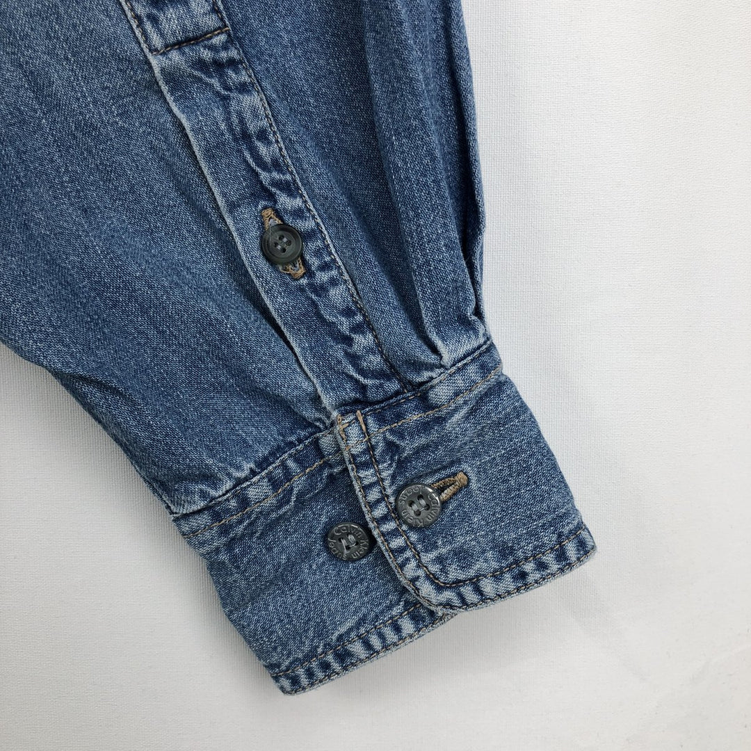 1990'S Calvin Klein Jeans Denim Stand Collar Shirt, Made in Canada, Men's Size XL (approx.), Vintage cotton blue type Vintage Second Hand