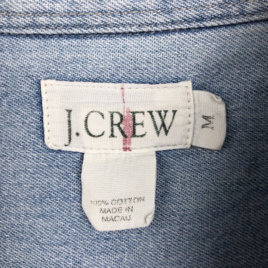 90'S J.Crew Long-Sleeve Button-Down Denim Shirt, Men's Size M (Equivalent), Vintage cotton Blue type light blue Vintage Second Hand