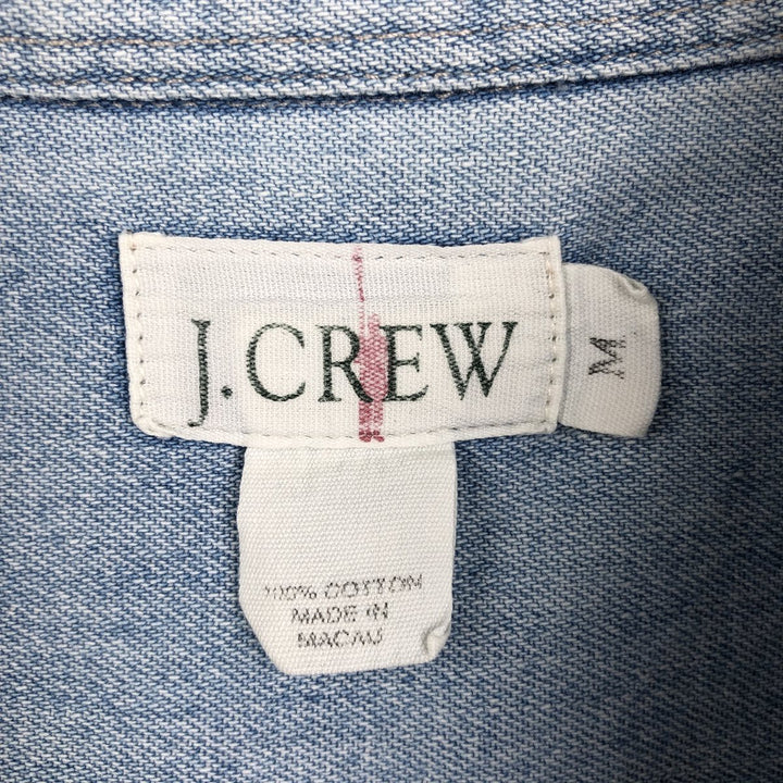 90'S J.Crew Long-Sleeve Button-Down Denim Shirt, Men's Size M (Equivalent), Vintage cotton Blue type light blue Vintage Second Hand