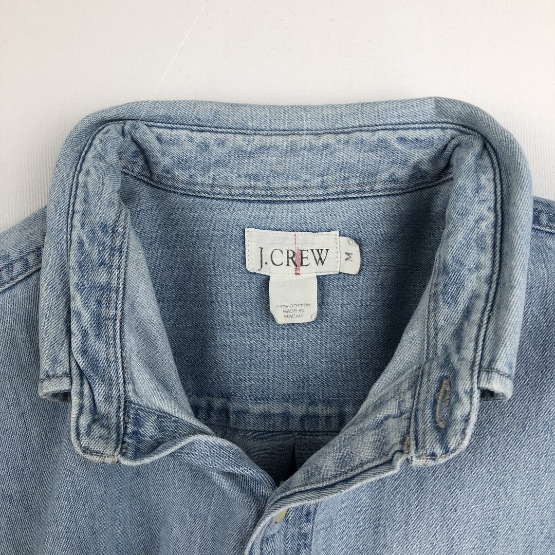 90'S J.Crew Long-Sleeve Button-Down Denim Shirt, Men's Size M (Equivalent), Vintage cotton Blue type light blue Vintage Second Hand