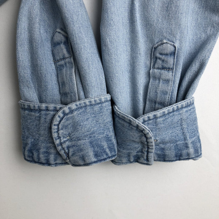 90'S J.Crew Long-Sleeve Button-Down Denim Shirt, Men's Size M (Equivalent), Vintage cotton Blue type light blue Vintage Second Hand