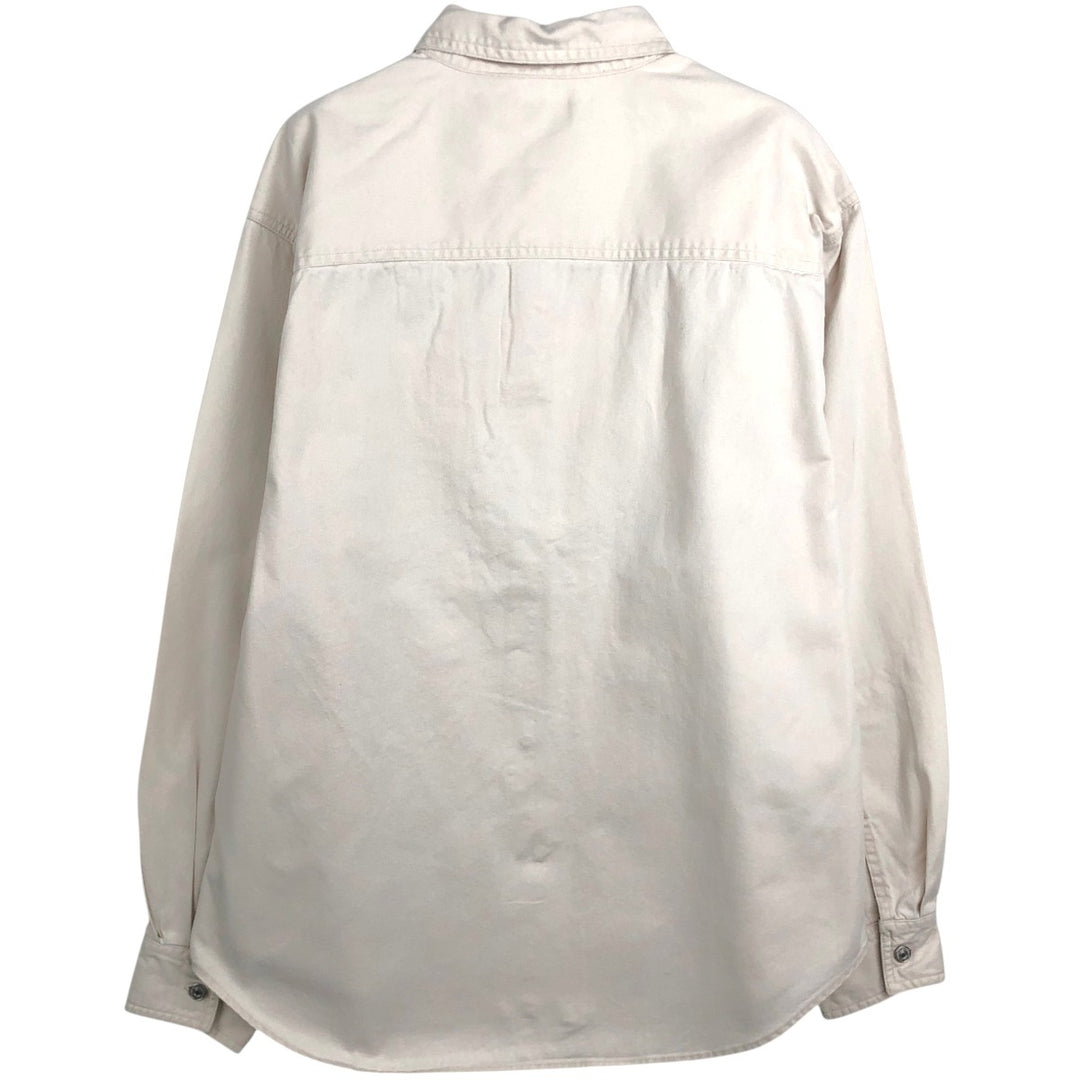 90s-00'S Levi's Jeans Long-Sleeve White Denim Shirt, Men's Size L (approx.), Vintage cotton ivory Vintage Second Hand