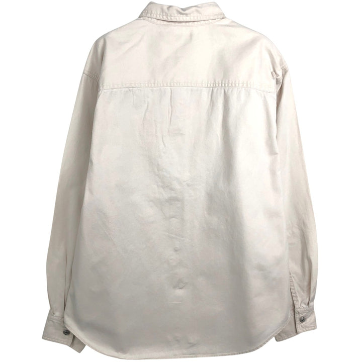 90s-00'S Levi's Jeans Long-Sleeve White Denim Shirt, Men's Size L (approx.), Vintage cotton ivory Vintage Second Hand