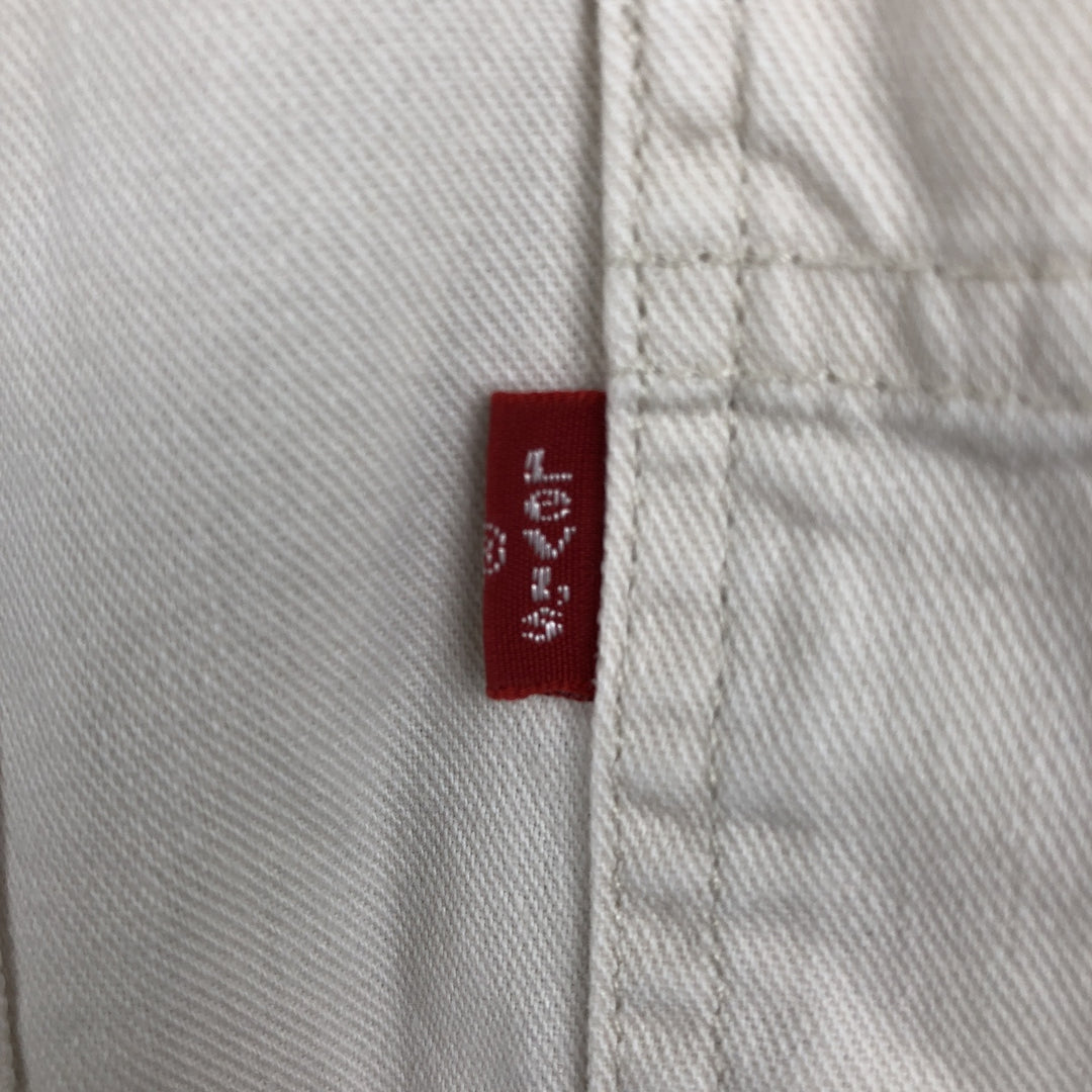 90s-00'S Levi's Jeans Long-Sleeve White Denim Shirt, Men's Size L (approx.), Vintage cotton ivory Vintage Second Hand