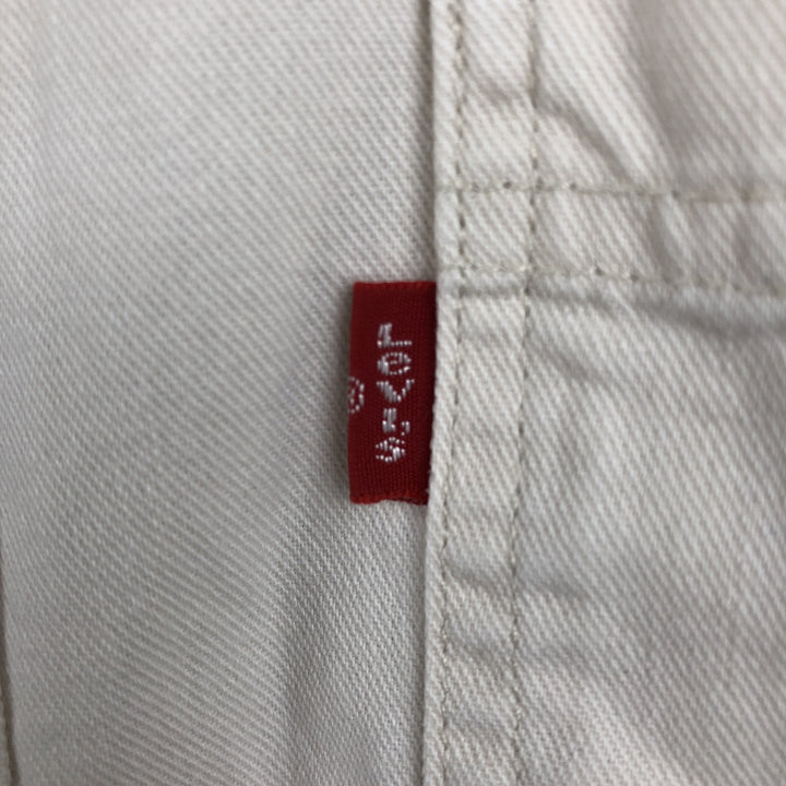 90s-00'S Levi's Jeans Long-Sleeve White Denim Shirt, Men's Size L (approx.), Vintage cotton ivory Vintage Second Hand