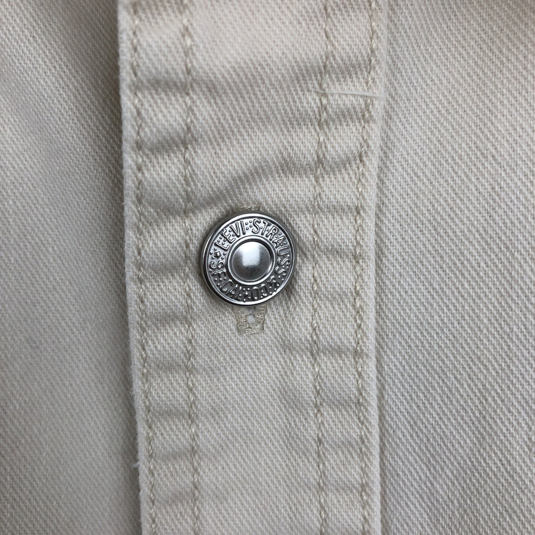 90s-00'S Levi's Jeans Long-Sleeve White Denim Shirt, Men's Size L (approx.), Vintage cotton ivory Vintage Second Hand