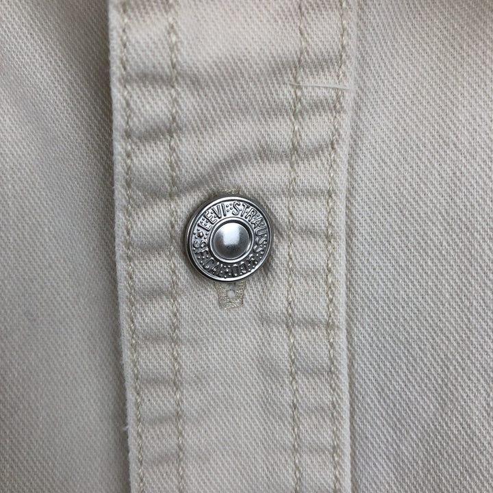 90s-00'S Levi's Jeans Long-Sleeve White Denim Shirt, Men's Size L (approx.), Vintage cotton ivory Vintage Second Hand