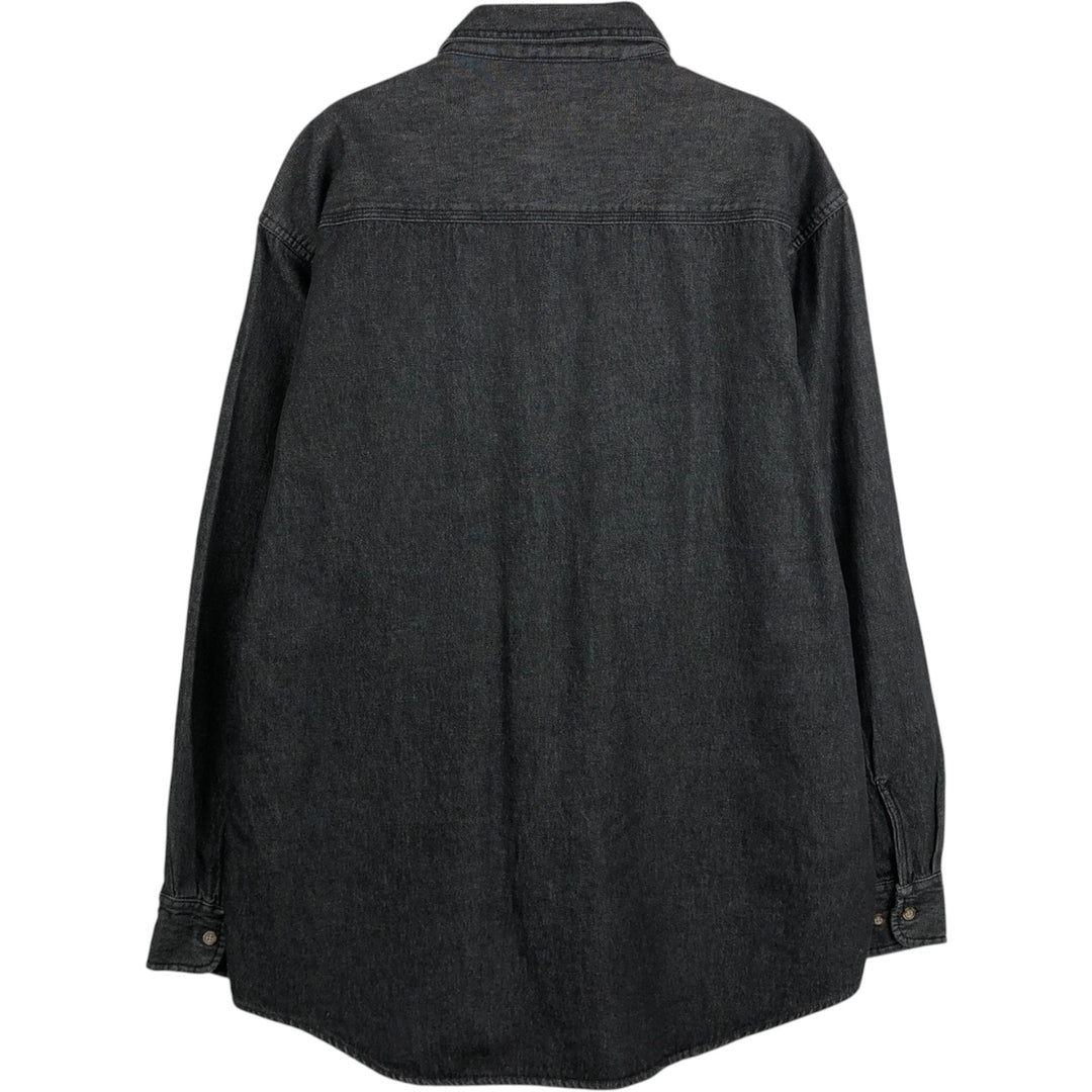 2000'S Woolrich long-sleeved black denim shirt, men's size L (approx.) cotton black type Vintage Second Hand