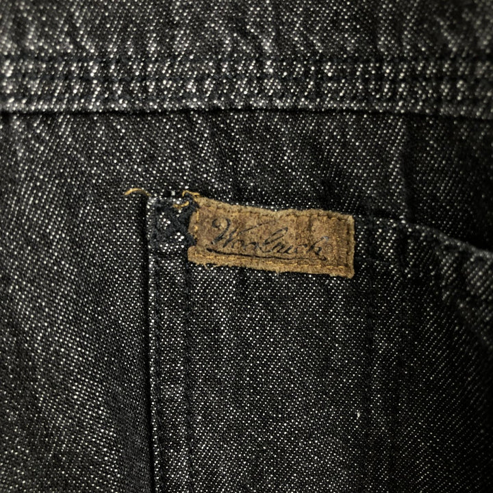 2000'S Woolrich long-sleeved black denim shirt, men's size L (approx.) cotton black type Vintage Second Hand