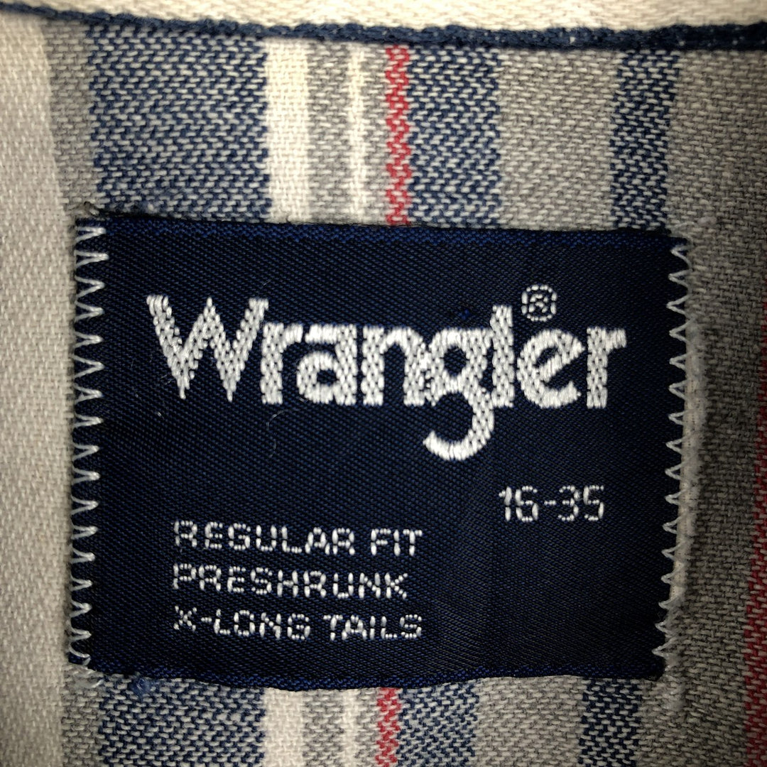 Wrangler Regular Fit Stripe Pattern Multi-Stripe Long Sleeve Button-Down Denim Shirt (Men's Size L) unclear navy blue type Vintage Second Hand