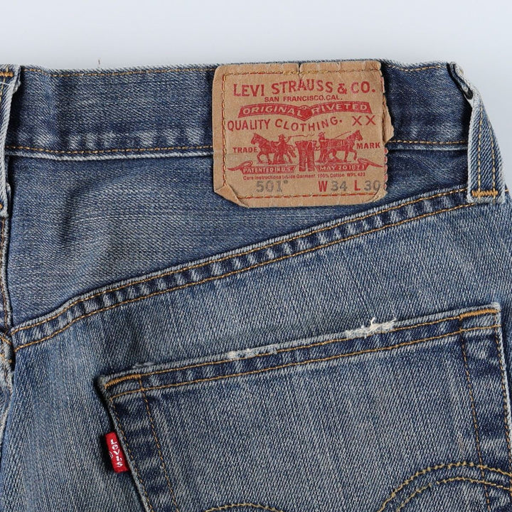 Levi's 501 Straight Leg Button-Fly Denim Pants for Men, W34 equivalent cotton blue type Vintage Second Hand