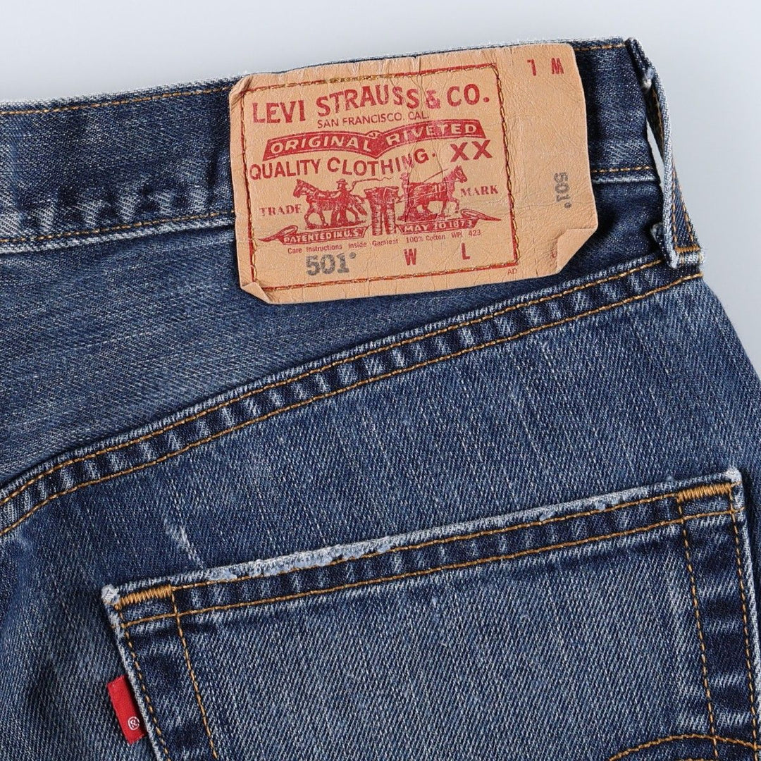 00'S Levi's 501 straight denim pants for men, size W32 cotton blue type Vintage Second Hand