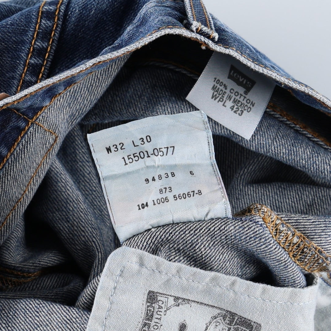 00'S Levi's 501 straight denim pants for men, size W32 cotton blue type Vintage Second Hand