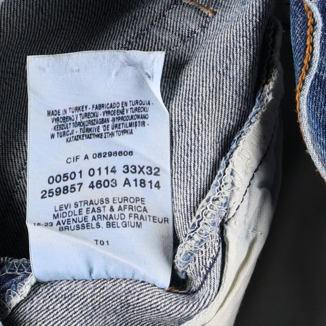 Levi's 501 Euro model straight denim pants for men, size W34 cotton blue type Vintage Second Hand