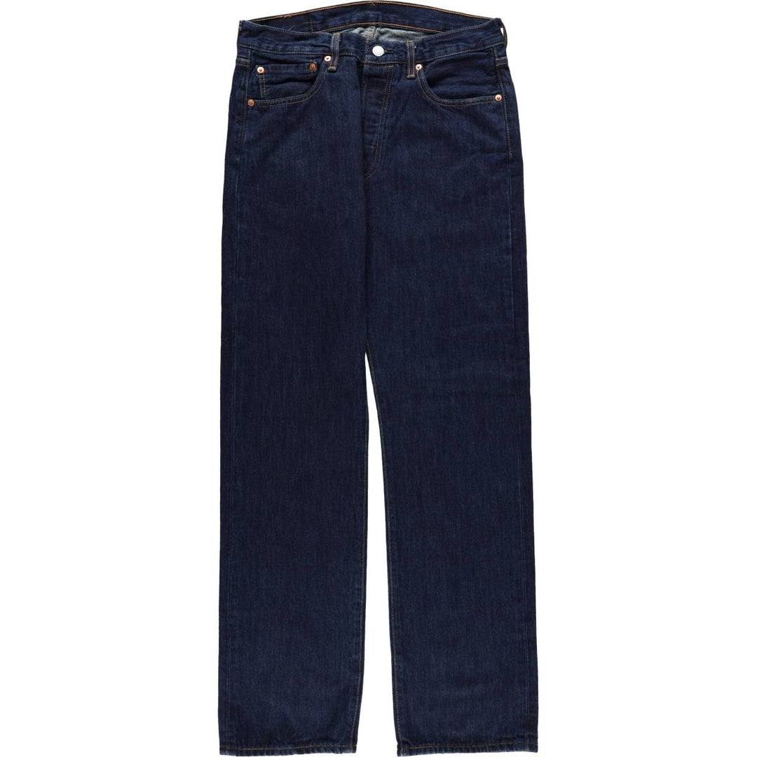 Dark navy Levi's 501 straight-leg denim pants, men's size W33 cotton Navy blue Vintage Second Hand