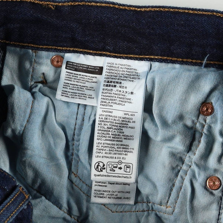 Dark navy Levi's 501 straight-leg denim pants, men's size W33 cotton Navy blue Vintage Second Hand