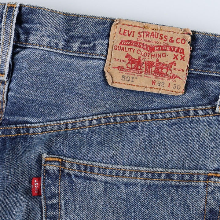 00'S Levi's 501 straight denim pants for men, size W32 cotton blue type Vintage Second Hand