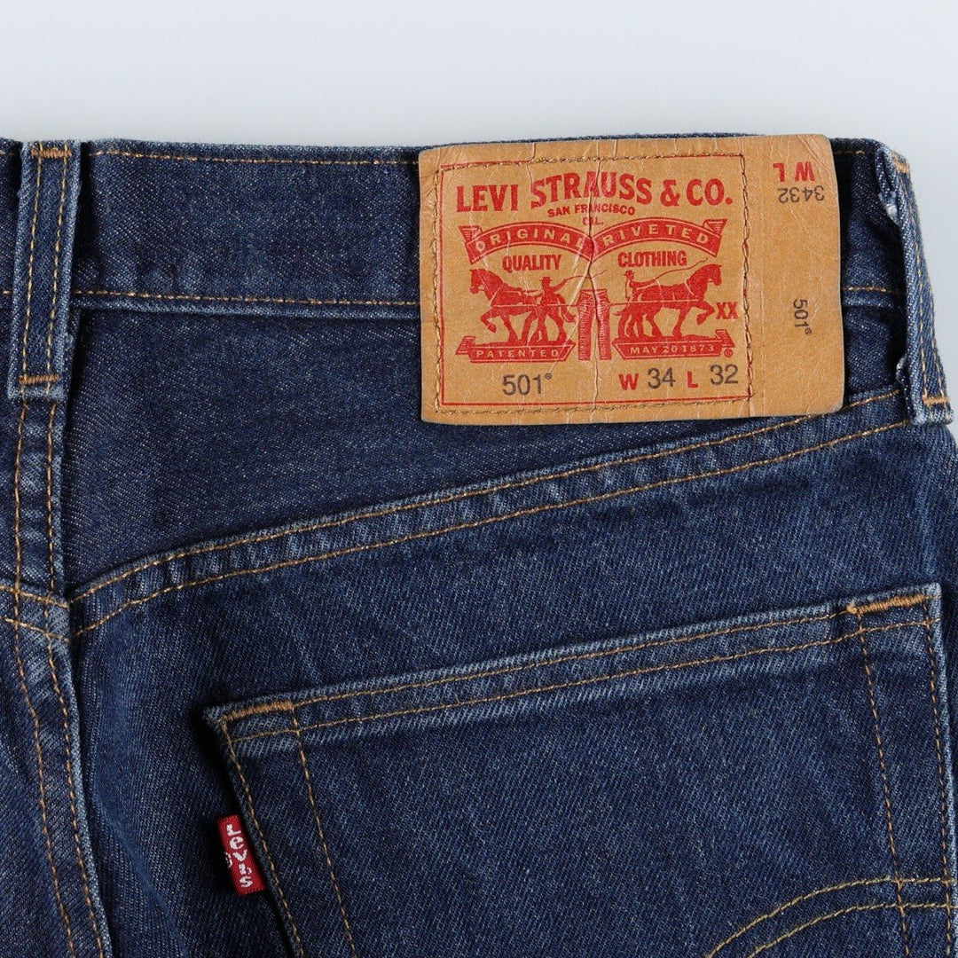 Levi's 501 straight denim pants for men, size W34 cotton blue type Vintage Second Hand