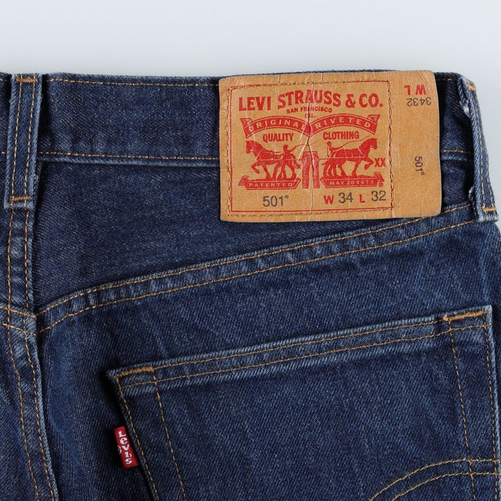Levi's 501 straight denim pants for men, size W34 cotton blue type Vintage Second Hand