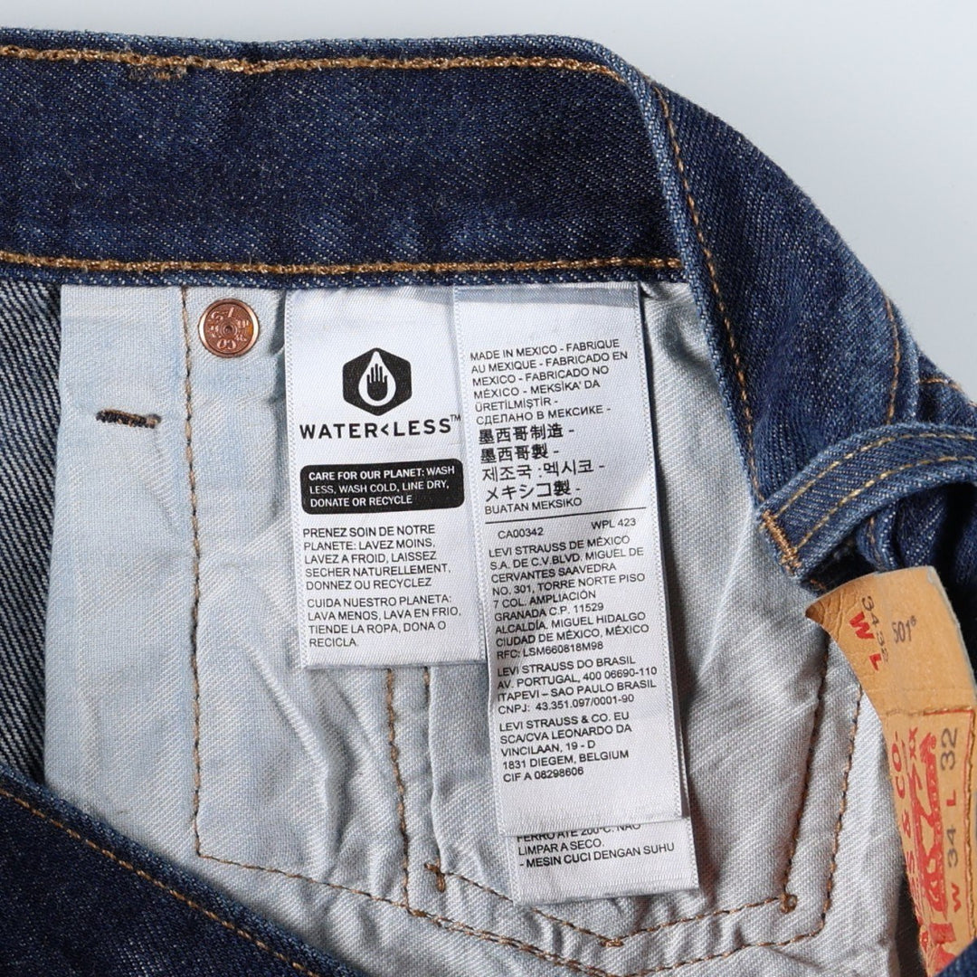 Levi's 501 straight denim pants for men, size W34 cotton blue type Vintage Second Hand